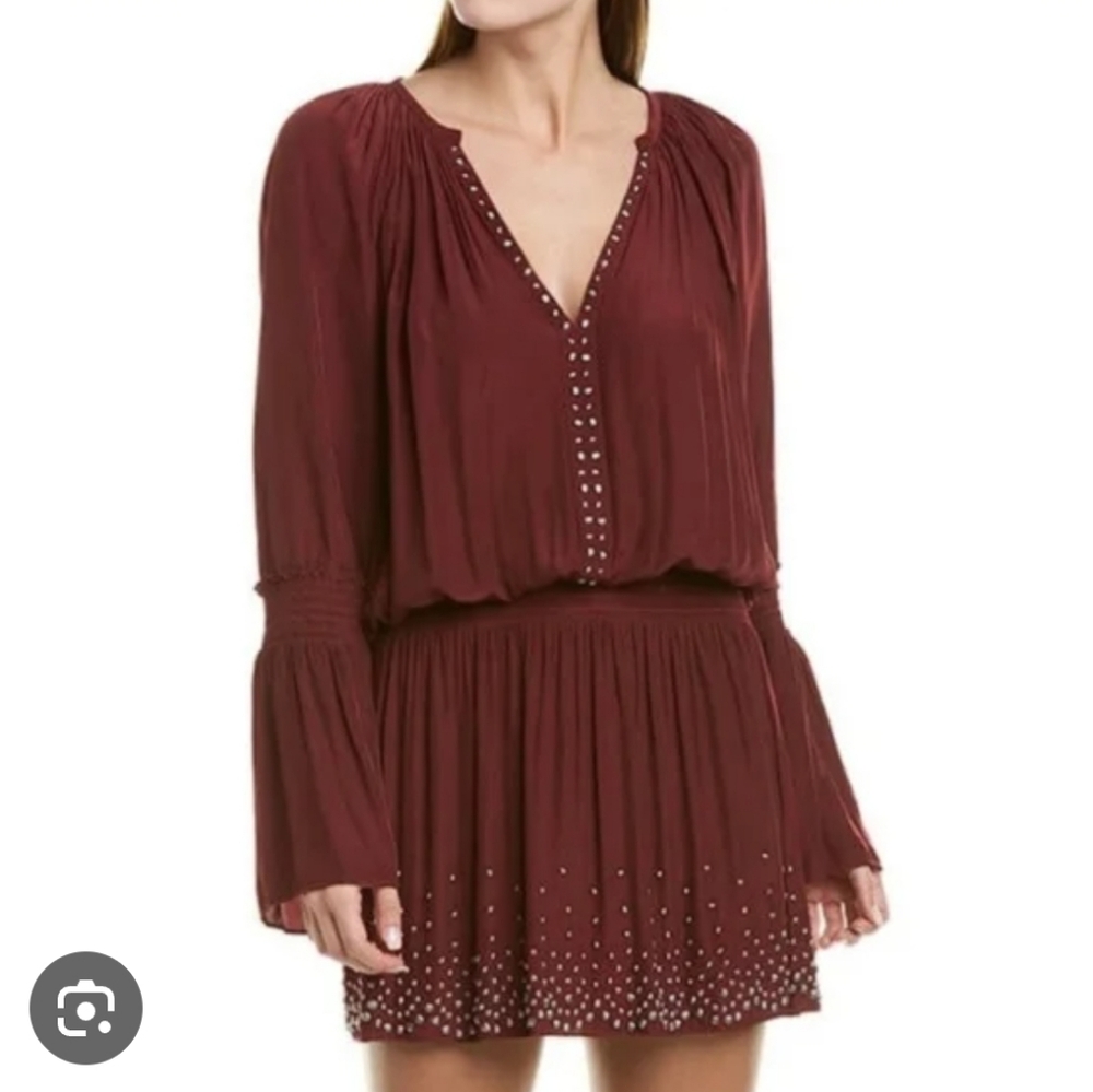 RAMY BROOK | XS (fits up to S) Izzie Studded Mini Dress | burgundy